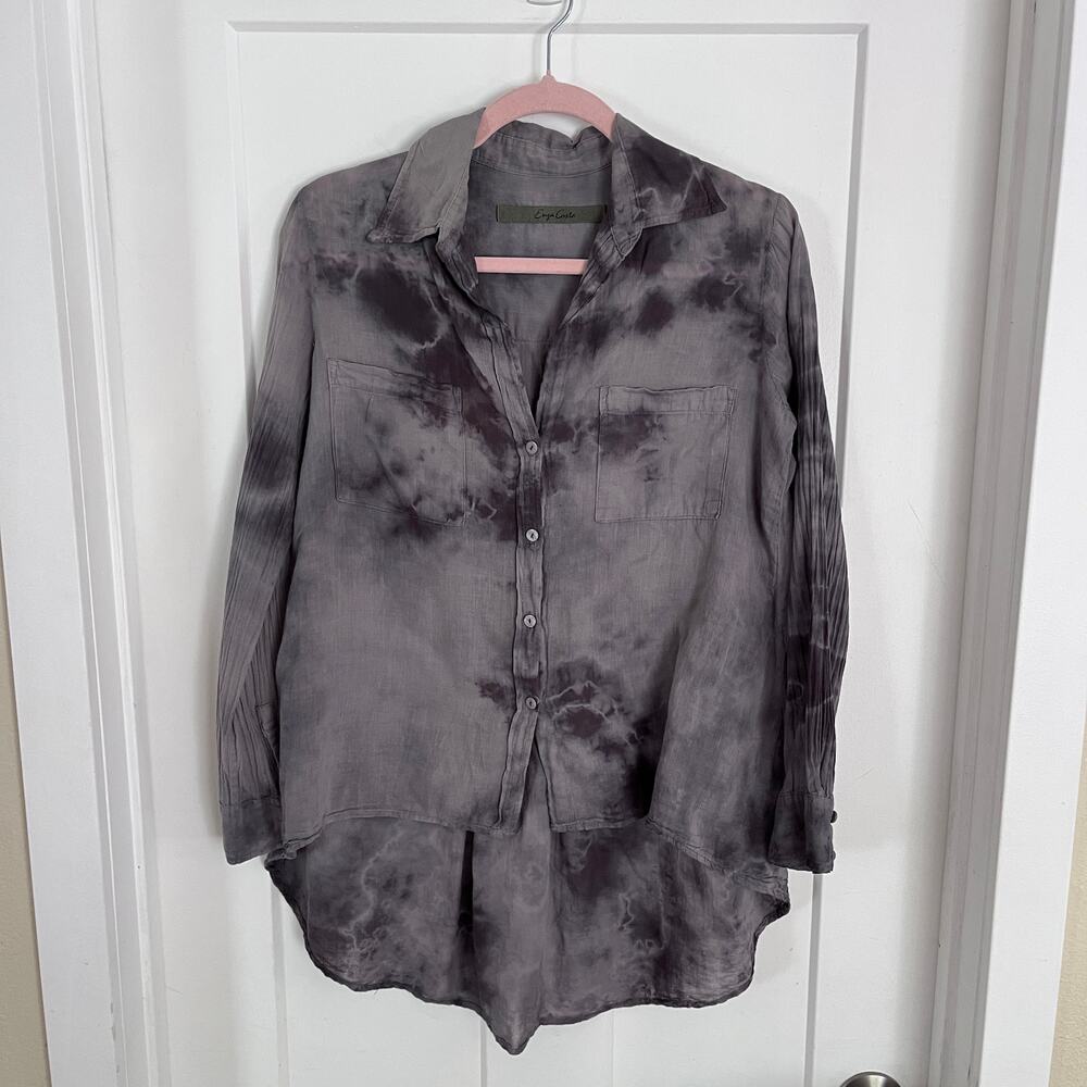 Enza Costa Tie Dye Hi-Low Button Down Shirt Women's XS Goth Indie